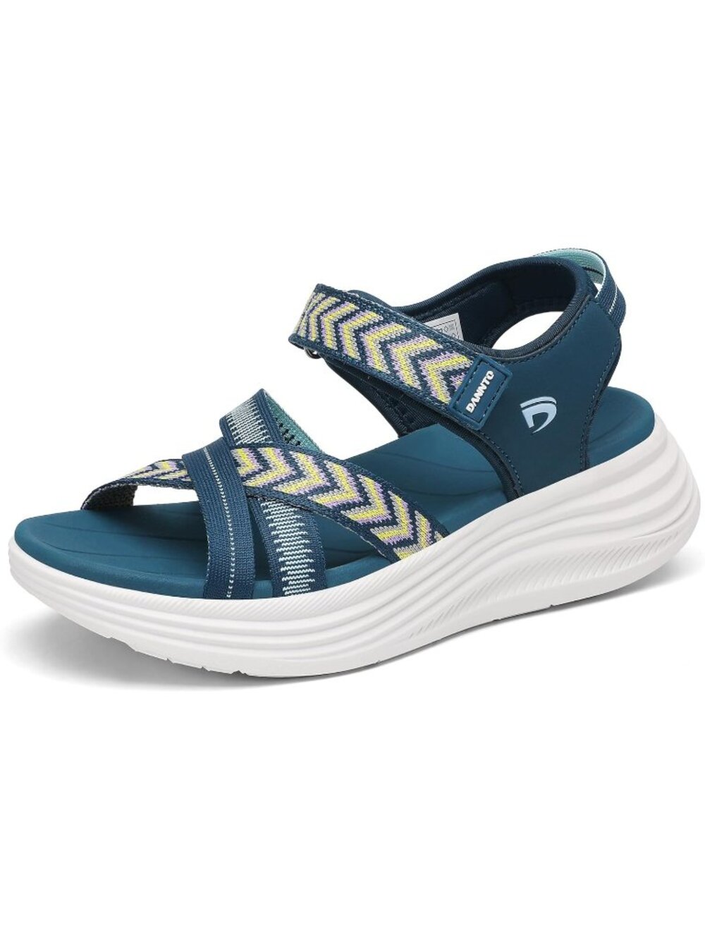 Women's Lake Blue Comfortable Walking Sandals with Arch Support Elastic Strap